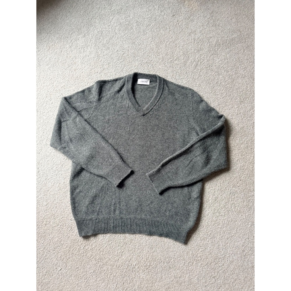 Luxury Lemaire Italian Made Designer Mens Minimalist Wool Sweater Olive Green XL